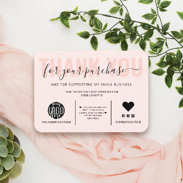 ブラックピンクエレガントのスクリプトロゴお客様に感謝 名刺