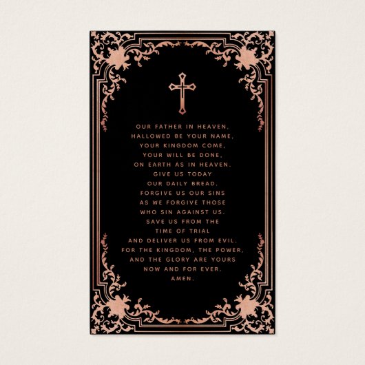 ブラックピンクエレガントの葬儀記念祈りの言葉カード (裏面)