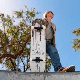 ブラックピンクガーリーグリッタースパークパーソナライズされたル名 スケートボード