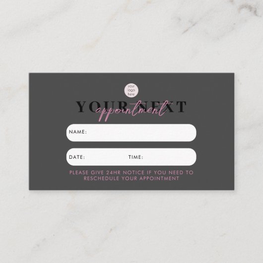 ブラックピンククライアントアポイントメントカードQRコードロゴ 名刺 (正面)