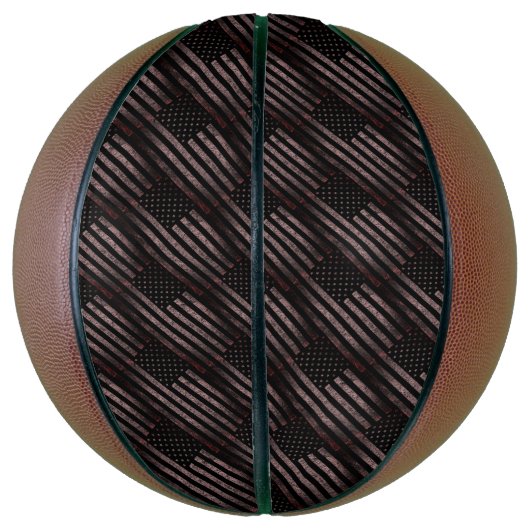 ブラックピンクグランジヴィンテージアメリカ国旗のパターン バスケットボール (縦)