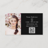 ブラックピンクグリッターは写真のqrコードを乾燥 ロイヤリティカード (裏面)