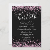 ブラックピンクグリッターガールズ30th誕生日パーティー 招待状 (正面)