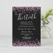 ブラックピンクグリッターガールズ30th誕生日パーティー 招待状 (スタンド正面)