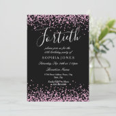 ブラックピンクグリッターガールズ40th誕生日パーティー 招待状 (スタンド正面)