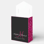 ブラックピンクグリッターモノグラム結婚式の引き出物ボックス フェイバーボックス (オープン)