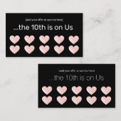 ブラックピンクグリッター10パンチサロン顧客ロイヤリティ ロイヤリティカード (正面/裏面)