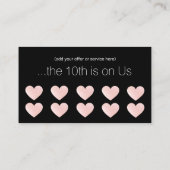 ブラックピンクグリッター10パンチサロン顧客ロイヤリティ ロイヤリティカード (裏面)