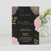 ブラックピンクゴールデン結婚式招待状 招待状 (スタンド正面)