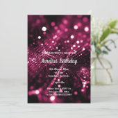 ブラックピンクサテンダイヤモンドウォーターフォールドバースデーパーティー 招待状 (スタンド正面)