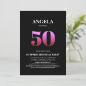 ブラックピンクサプライズ50誕生日 招待状 (スタンド正面)