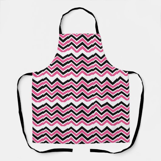 ブラックピンクシェブロンストライプ エプロン (正面)