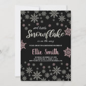 ブラックピンクシルバーウィンターベビーシャワー招待状 招待状 (正面)