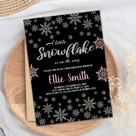 ブラックピンクシルバーウィンターベビーシャワー招待状 招待状