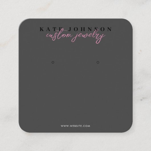 ブラックピンクジュエリーホルダーイヤリング表示スクリプト スクエア名刺 (正面)