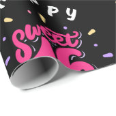 ブラックピンクスウィート16パーソナライズされた誕生日 ラッピングペーパー (ロールコーナー)