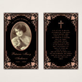 ブラックピンクスクリプト葬儀記念プレッシャーカード (正面&裏面)