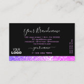 ブラックピンクスタイリッシュパープルスパークルグリッター追加ロゴ 名刺 (裏面)