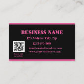 ブラックピンクストライプフローラQRコード割引カード 割引カード (裏面)