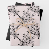 ブラックピンクスパイダーこうもりクールキュート不気味ハロウィン ラッピングペーパーシート (インサイチュ)