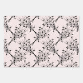 ブラックピンクスパイダーこうもりクールキュート不気味ハロウィン ラッピングペーパーシート (正面)