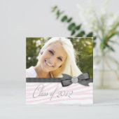 ブラックピンクゼブラ写真卒業発表 招待状 (スタンド正面)