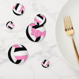 ブラックピンクチームカラーガールズバレーボールパーティー コンフェッティ