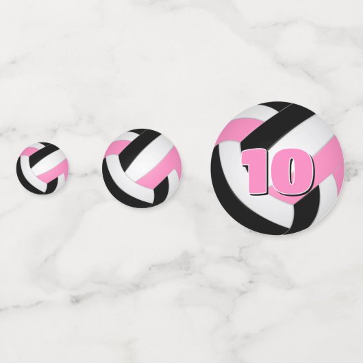 ブラックピンクチームカラーガールズバレーボールパーティー コンフェッティ (正面)