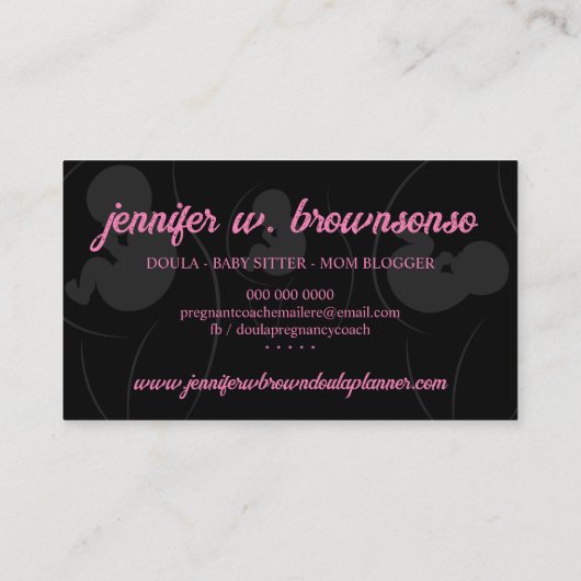 ブラックピンクドゥラ誕生妊娠金ゴールドベビー 生まれたばかりの 名刺 (裏面)