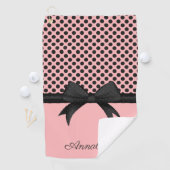 ブラックピンクドット&リボン ゴルフタオル (インサイチュ)