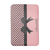 ブラックピンクドット&リボン バスマット (正面縦)