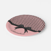 ブラックピンクドット&リボン ペーパープレート (アングル)