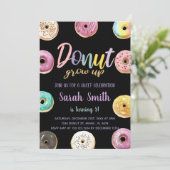 ブラックピンクドーナツ誕生日招待状 招待状 (スタンド正面)