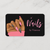 ブラックピンクネイリストモダン爪、 ネイルアートサロン 名刺 (正面)