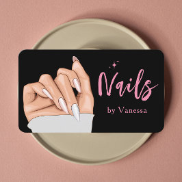 ブラックピンクネイルアーティストサロンQrコード名刺 名刺