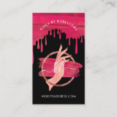 ブラックピンクネイルアートマニキュアサロンスクリプトモノグラム 名刺 (正面)