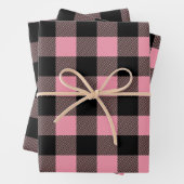 ブラックピンクバッファロープレイドパターン ラッピングペーパーシート (インサイチュ)