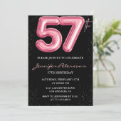 ブラックピンクバルーングラムグリッター57歳 招待状 (スタンド正面)