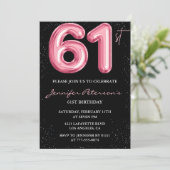 ブラックピンクバルーングラムグリッター61歳 招待状 (スタンド正面)