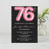 ブラックピンクバルーングラムグリッター76歳 招待状 (スタンド正面)