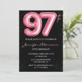 ブラックピンクバルーングラムグリッター97歳 招待状 (スタンド正面)