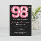 ブラックピンクバルーン グラム98歳の誕生日 招待状 (スタンド正面)