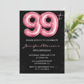 ブラックピンクバルーン グラム99歳の誕生日 招待状 (スタンド正面)
