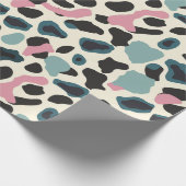 ブラックピンクパステルヒョウ ラッピングペーパー (角)