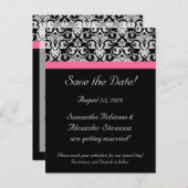 ブラックピンクパッションダマスク日付カードを保存 案内ポストカード (正面/裏面)