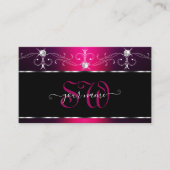 ブラックピンクパープルオランテスパークルダイヤモンドイニシャル 名刺 (正面)