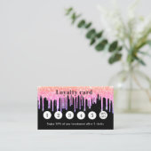 ブラックピンクパープルグリッターはqrコードを乾燥 ロイヤリティカード (スタンド正面)
