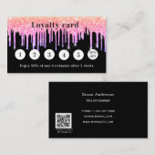 ブラックピンクパープルグリッターはqrコードを乾燥 ロイヤリティカード (正面/裏面)