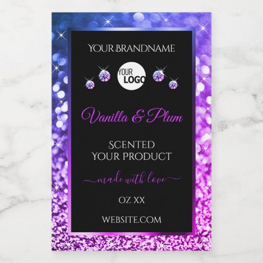 ブラックピンクパープルグリッタースターのロゴ製品ラベル フードラベル (シングルラベル)