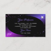 ブラックピンクパープルグリッタースターズジュエリーイニシャル 名刺 (裏面)